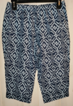 New Womens Women With Control Navy Blue Geometric Print Pull On Skimmer Size Mp - £18.27 GBP