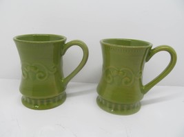 Demdaco Sapore 2004 Deb Hrabik Set Of 2 Hand Painted Green Mugs EUC - £15.73 GBP
