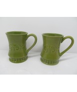 Demdaco Sapore 2004 Deb Hrabik Set Of 2 Hand Painted Green Mugs EUC - £15.79 GBP
