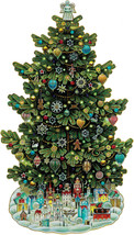 Russian Christmas Tree Shaped 163 Pieces Wooden Jigsaw Puzzle 9.5 X17.9&quot; - £58.38 GBP
