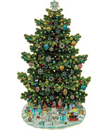 Russian Christmas Tree Shaped 163 Pieces Wooden Jigsaw Puzzle 9.5 X17.9&quot; - £59.31 GBP