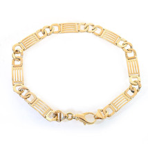 7.4mm 14K Yellow Gold Mens Fancy Interlocking Link Bracelet - £1,277.43 GBP