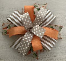 1 Pcs Orange Black White Polkadot Easter Wired Wreath Bow 10 Inch #MNDC - £27.87 GBP