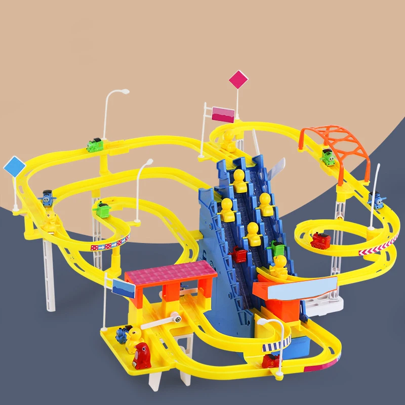 Electric Duck Climbing Stairs Toy Children Roller Coaster Toy Set Electric Light - £38.17 GBP