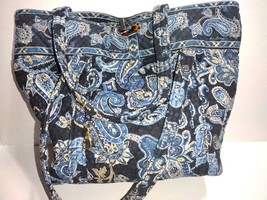 Vera Bradley Shoulder Bag Purse Handbag 14x13 Blue Paisley Windsor Tote - £17.86 GBP