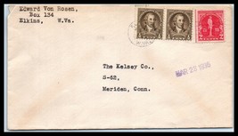 1935 US Cover - Elkins, West Virginia to Meriden, Connecticut R5 - £2.32 GBP