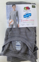 Fruit of the Loom EverSoft Women&#39;s Waffle Crew Shirt Size X-Large 16-18 Gray NEW - £7.00 GBP
