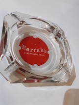 Red Vintage Harrah&#39;s Casino Clear Glass Ashtray Reno &amp; Lake Tahoe Nevada - £9.35 GBP