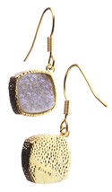 Elise M 18K Gold Plated Pink Druzy Dangle Drop Shepherds Hook Earrings NWT - £14.97 GBP