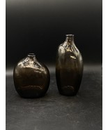 Art Glass Brown Abstract Bottles Graduated Sizes Unique Shapes - $35.63