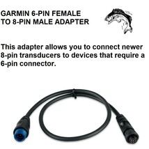 GARMIN 6-PIN FEMALE CONNECTOR TO 8-PIN MALE TRANSDUCERS ADAPTER - $29.00