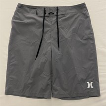 Hurley 28 x 9&quot; Phantom Silver Gray Tie Front Zip Pocket Boardshorts - £18.71 GBP
