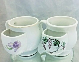 Hues N Brews Herman Dodge &amp; Son 2 Tea Pouch Cups Iris flower &amp; Grapes on a vine - £9.33 GBP