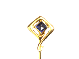 10k Stickpin Square Blue Stone Art Deco Circa 1920 ESTATE JEWELRY - £62.36 GBP