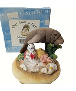 Vintage Manatee Candle Topper Jar Our America for 3&quot; Opening 2000 Ocean ... - £9.80 GBP