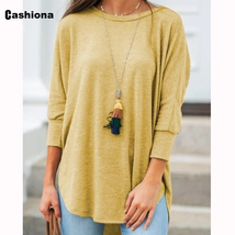 Women Casual Leisure O-Neck Tunic Tops Solid Color Autumn New Long Sleev... - $24.50