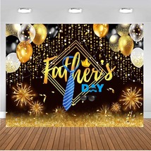 8X6Ft Happy Father'S Day Backdrop Black And Gold Fathers Day Family Party Suppli - £32.24 GBP