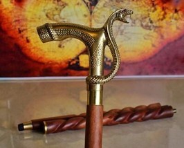 Brass Handle Walking Cane, Handcrafted Cobra Design Handle Walking Stick for Ro - £32.28 GBP