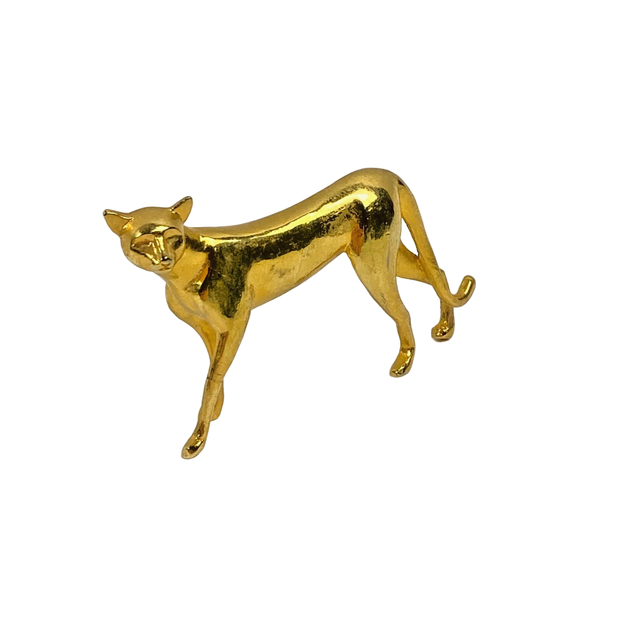 Primary image for THE FRANKLIN MINT Cat Panther Figurine 1986 Gold Tone Metal Curio Cat