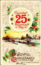 December 25 Christmas Day Holly Cabin Scene John Winsch 1910 DB Postcard E12 - £8.66 GBP