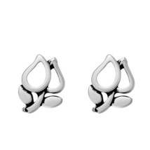 Petite Tulip Flower Sterling Silver Stud Earrings - £6.98 GBP