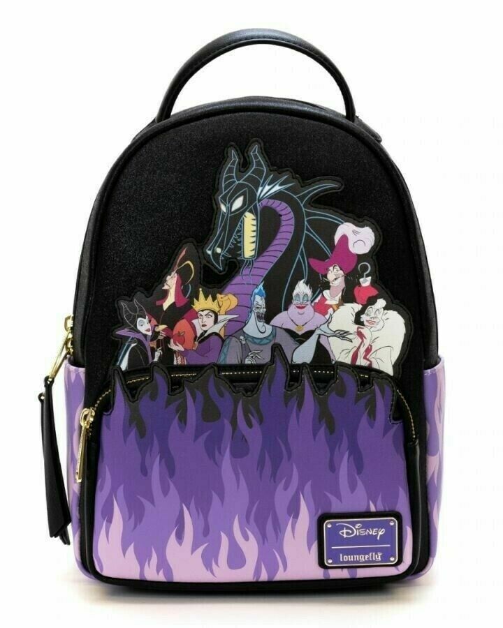 Loungefly Disney Villains Flames Mini Backpack Maleficent Ursula PALM Ex... - £75.33 GBP
