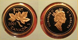 2001 Canada Frosted One Cent Penny Proof - $2.97