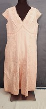Soft Surroundings Women Angelica Gauze Embroidered V Neck Dusty Pink Dre... - £36.73 GBP