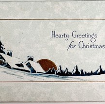 Hearty Christmas Victorian Greeting Card Golden Sunrise Cabin Bi-Fold PC... - $364.42 MXN