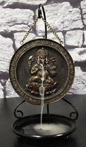 Ebros Hindu Ganesha Round Medallion Disk Backflow Incense Cone Holder Bu... - €27,44 EUR