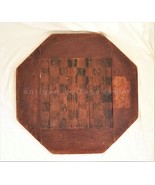 1800s antique 30.5&quot; folk art WOOD CHECKER CHESS GAME BOARD tavern table ... - £174.11 GBP
