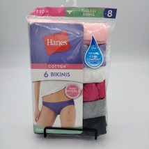 Women&#39;s Hanes Tagless Bikinis Ultra Soft Panties Size 8 Cotton 6 Pair No... - £11.77 GBP