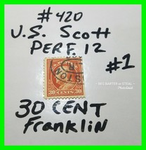 U.S. Stamps Scott # 420 Franklin 30 Cent Issue Used Perf. 12 Orange Red #1 - £20.09 GBP