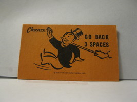 1985 Monopoly Board Game Piece: Go back 3 Spaces Chance Card - £0.58 GBP