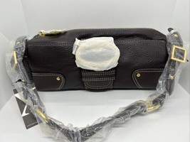 Maxx New York Brown Genuine Leather Body Barrel Handbag with Gold Buckles NEW - £29.69 GBP
