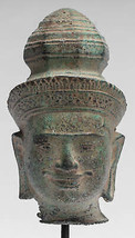 Antik Preah-Ko Stil Bronze Vishnu Kopf - Schutz &amp; Erhalter - 21cm/20.3cm - $415.92