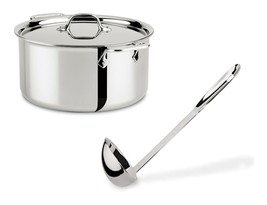 All-Clad 4408 SS Tri-Ply 8-qt Stock Pot NO LID (DEMO) &amp; 14in Ladle - £74.71 GBP