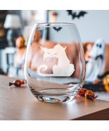 Spooky Black Cat Etched Glasses - Wine, Champagne, Pint Glasses, Shot Glass - $24.99+