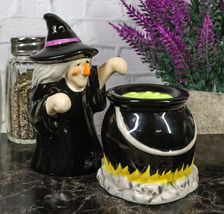 Black Potion Magic Witch And Large Cauldron Pot Hearth Salt Pepper Shake... - £13.58 GBP