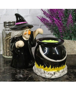 Black Potion Magic Witch And Large Cauldron Pot Hearth Salt Pepper Shake... - £13.56 GBP