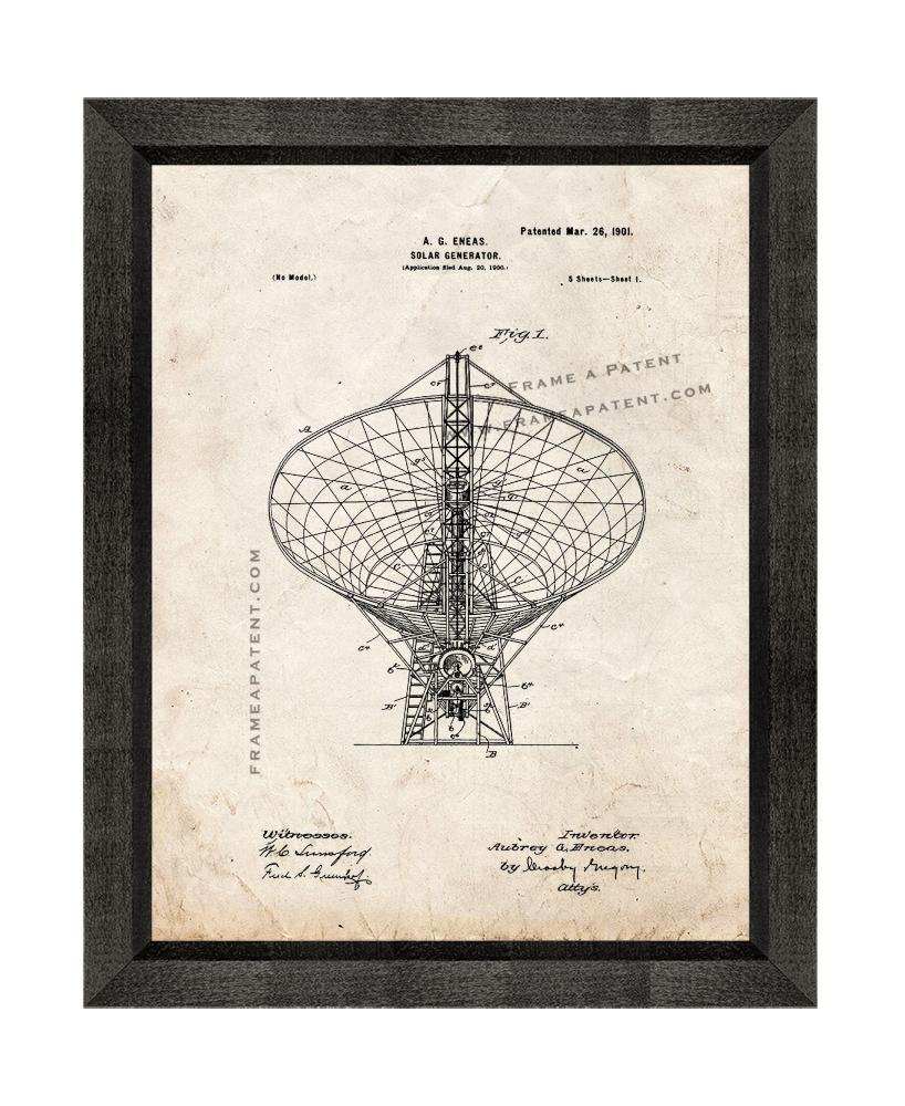 Primary image for Solar Generator Patent Print Old Look with Beveled Wood Frame