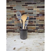 Vintage Crock Utensil Holder Small Brown, Farmhouse Primitive, Country K... - $30.00