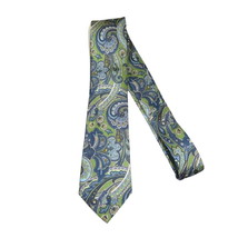 Men's 100% Silk Necktie By Bruno Piattelli Paisley Floral Fancy BP4 Green Blue image 2