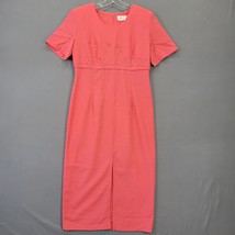 Kathie Lee Women Dress Size 10 Orange Midi Preppy Short Sleeve Round Neck Slit - £12.26 GBP