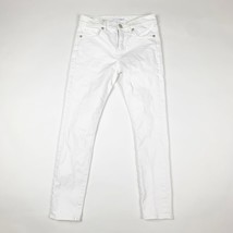 Loft Womens Skinny Jeans Solid White Size 24 Low Rise Light Wash Button Zip - $156.39 MXN