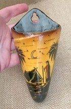 Vintage Art Pottery Wall Pocket Vase Biblical Man Approaching Tent One O... - $33.66