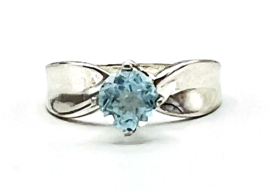 Vintage SU 925 Sterling Silver Sky Blue Topaz Solitaire Ring Size 7.5 - £42.68 GBP