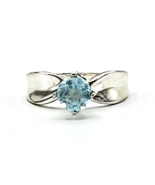 Vintage SU 925 Sterling Silver Sky Blue Topaz Solitaire Ring Size 7.5 - £41.75 GBP