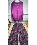 Comfort Code Soft Polyester PJ Pajamas Set Top &amp; Bottom Purple &amp; Black S... - $372.33 MXN