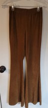 Womens S Forever 21 Brown Faux Suede Texture Wide Leg Casual Pants Leggings - $18.81